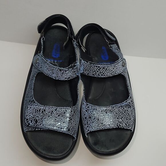 Wolky size 39 Rio Adjustable Hook & Loop Strap Slingback Sandals Blue/black - Picture 3 of 5